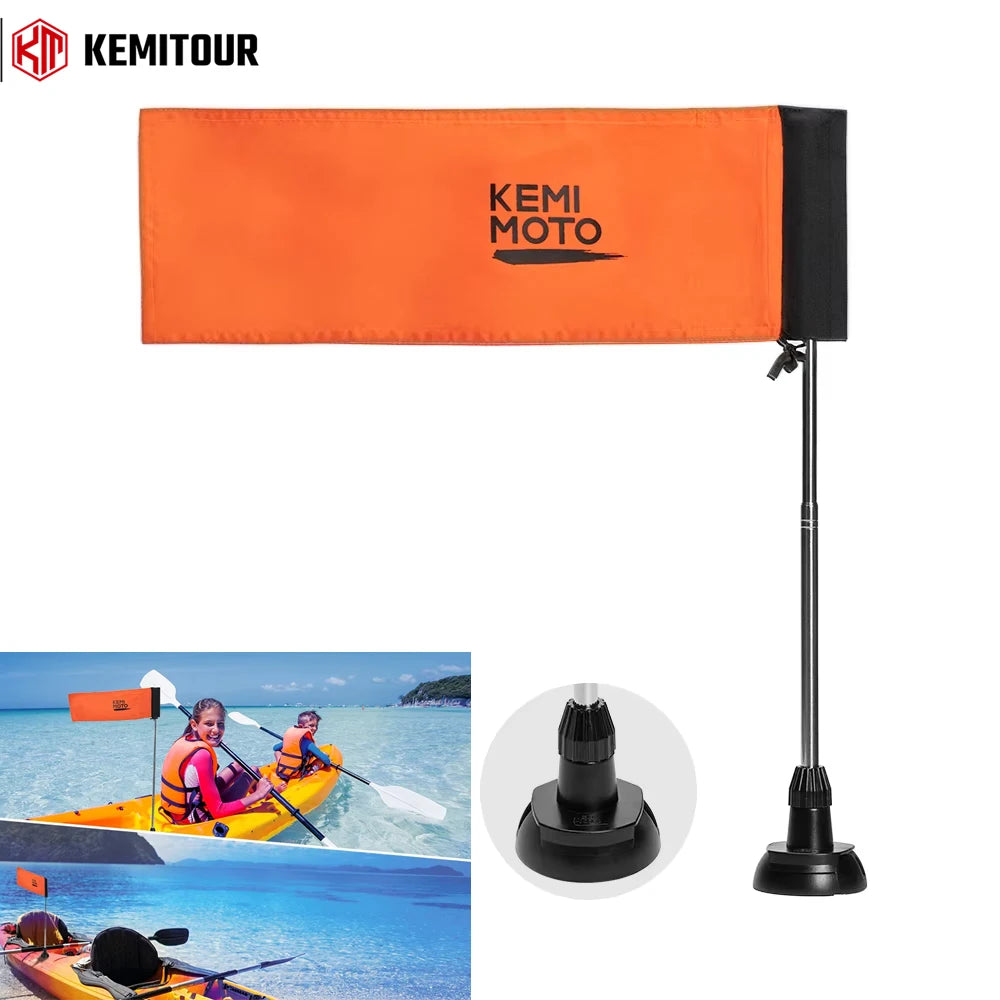 4ft Kayak Safety Flag with Pole & Track/Screw Mount | KEMITOUR Kayak Safety Flag Nixie Default Title