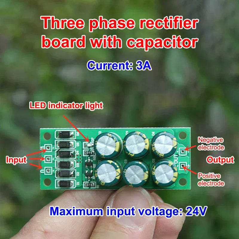 24V 3A Three-Phase Rectifier Bridge Board for Small Generators