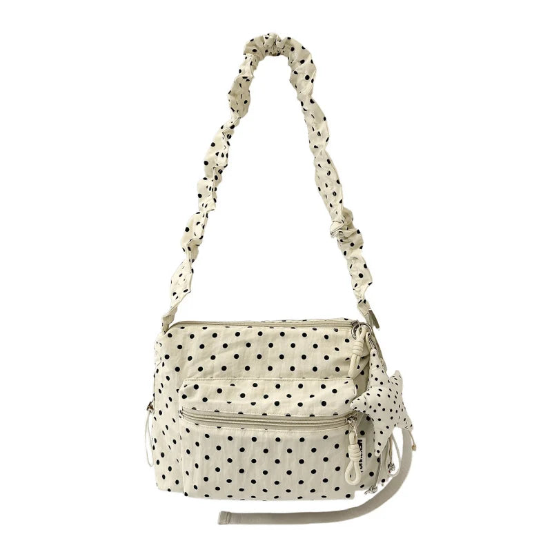Korean Polka Dot Crossbody Bag Women Casual Canvas Dumpling Bag Crossbody Bag Nixie