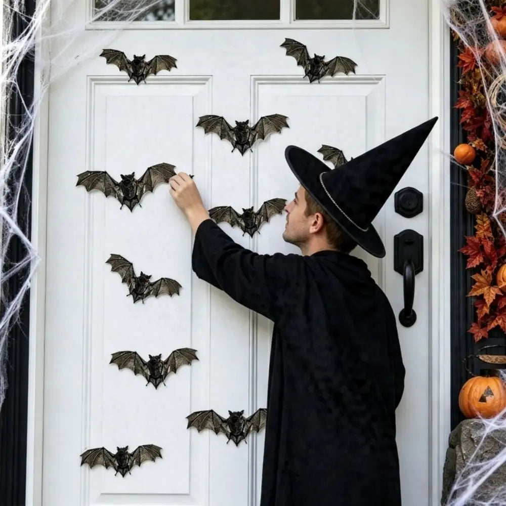 12PCS 3D Bat Wall Stickers Waterproof PVC Reusable Halloween Decals Wall Stickers Nixie