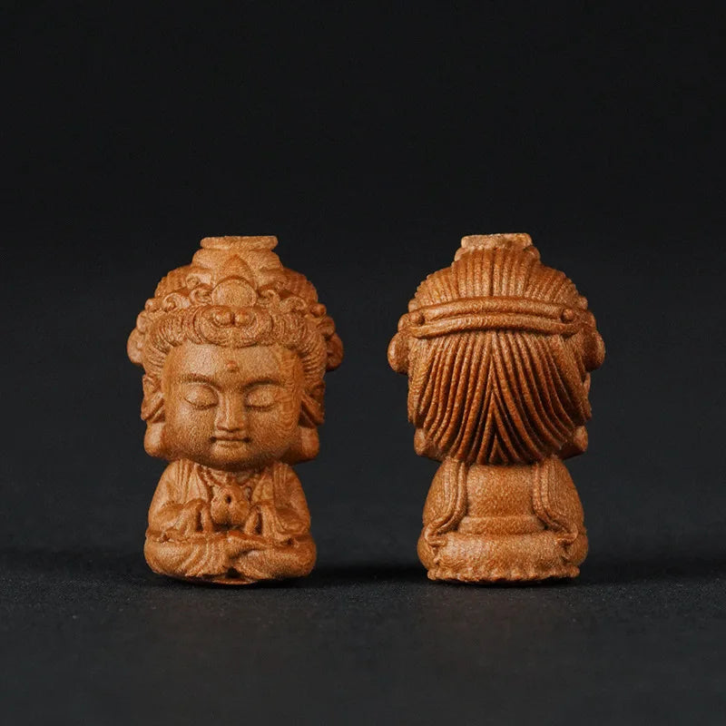 Natural Sandalwood Wooden Bead Bracelet – Baby Guanyin Pendant Wooden Bead Bracelet Nixie