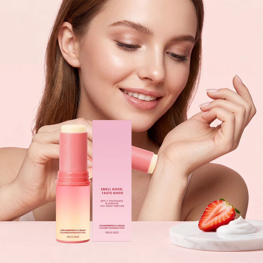 Strawberry Cream Solid Perfume Stick – Portable Fruity Balm Solid Perfume Stick Nixie