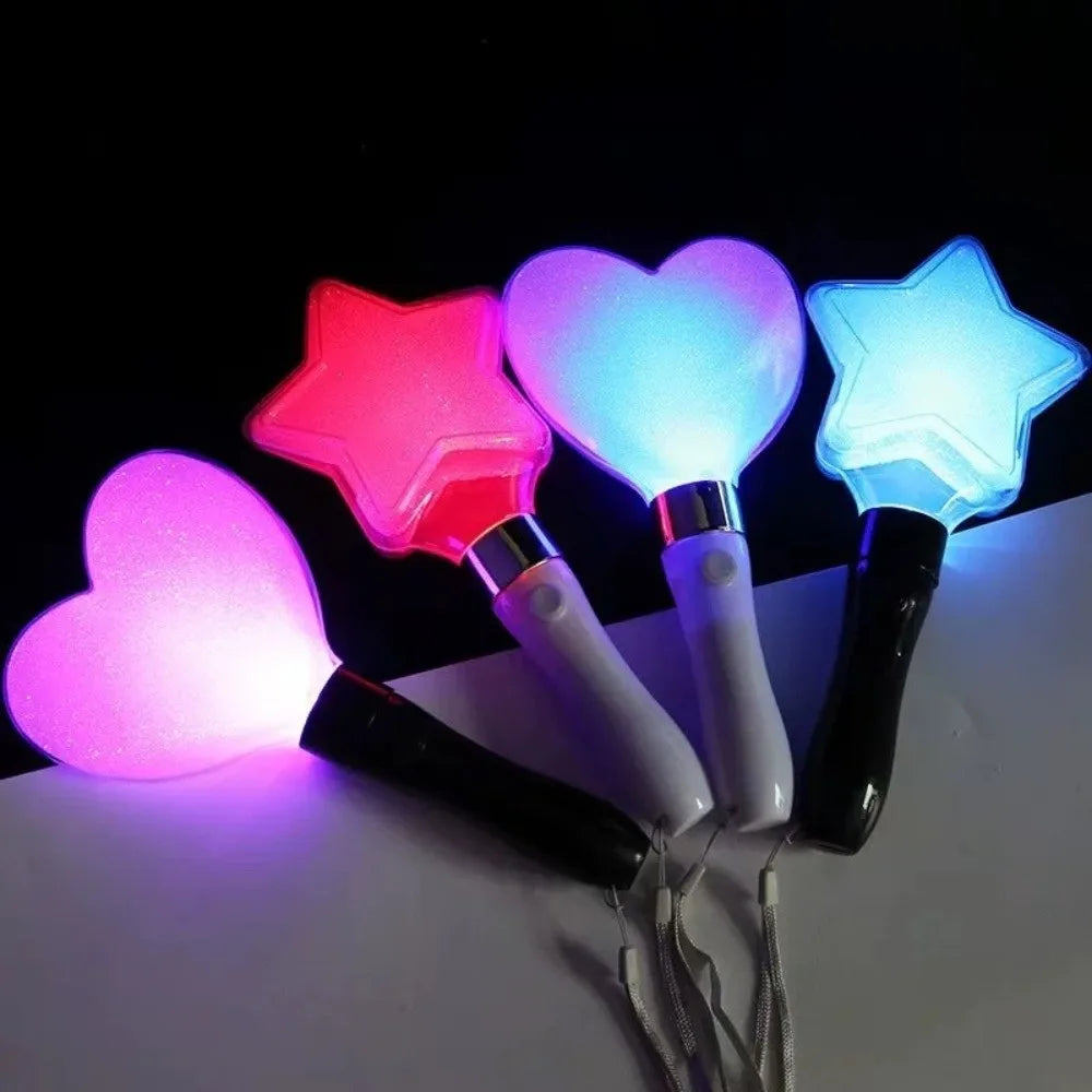 Kpop Heart & Star Lightstick – 7-Color LED Concert Glow Stick LED Concert Lightstick Nixie