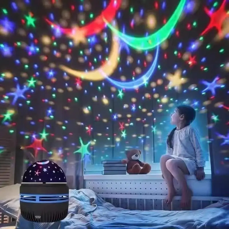 LED Starry Sky Projector Night Light – 360° Rotating RGB Aurora Star Projector Lamp Nixie