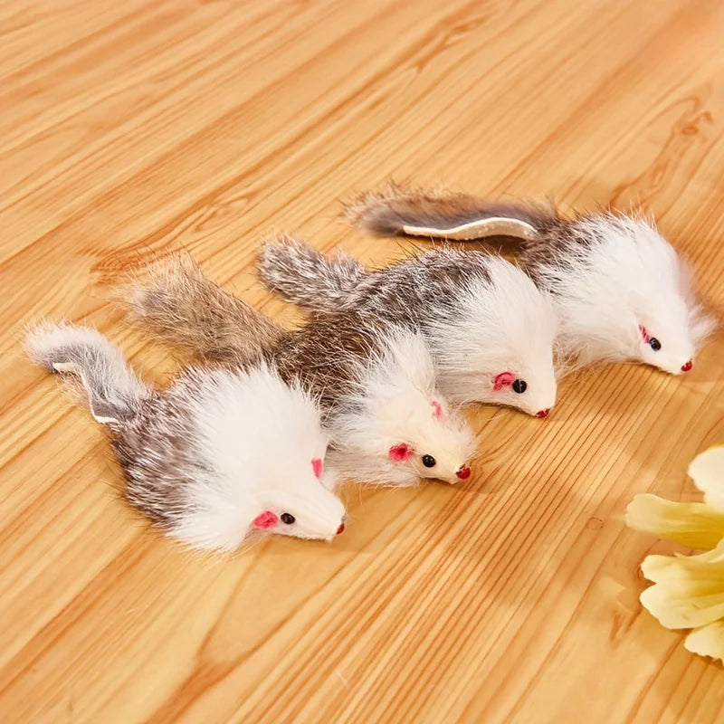 Rabbit Fur Cat Mouse Toys – Fake Mice for Cats (1/3 PCS) Cat Mouse Toy Nixie