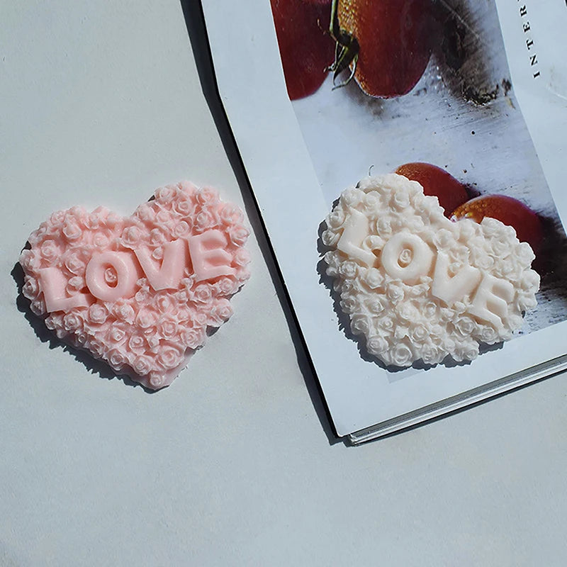Rose Heart Silicone Mold – Candle, Soap, Chocolate & Resin DIY