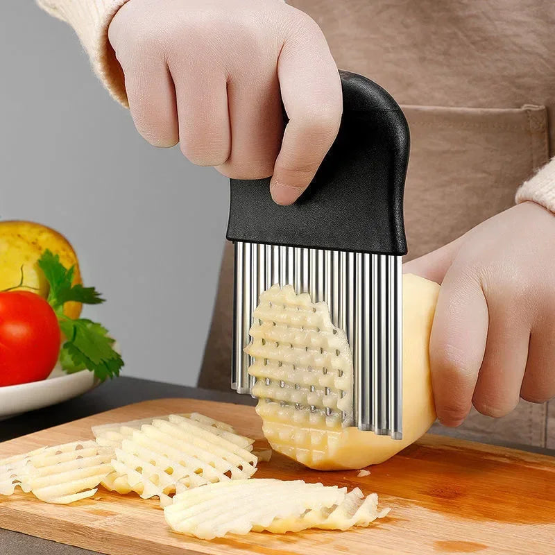 Stainless Steel Wave Knife – Crinkle Fry & Vegetable Cutter Vegetable Wave Cutter Nixie