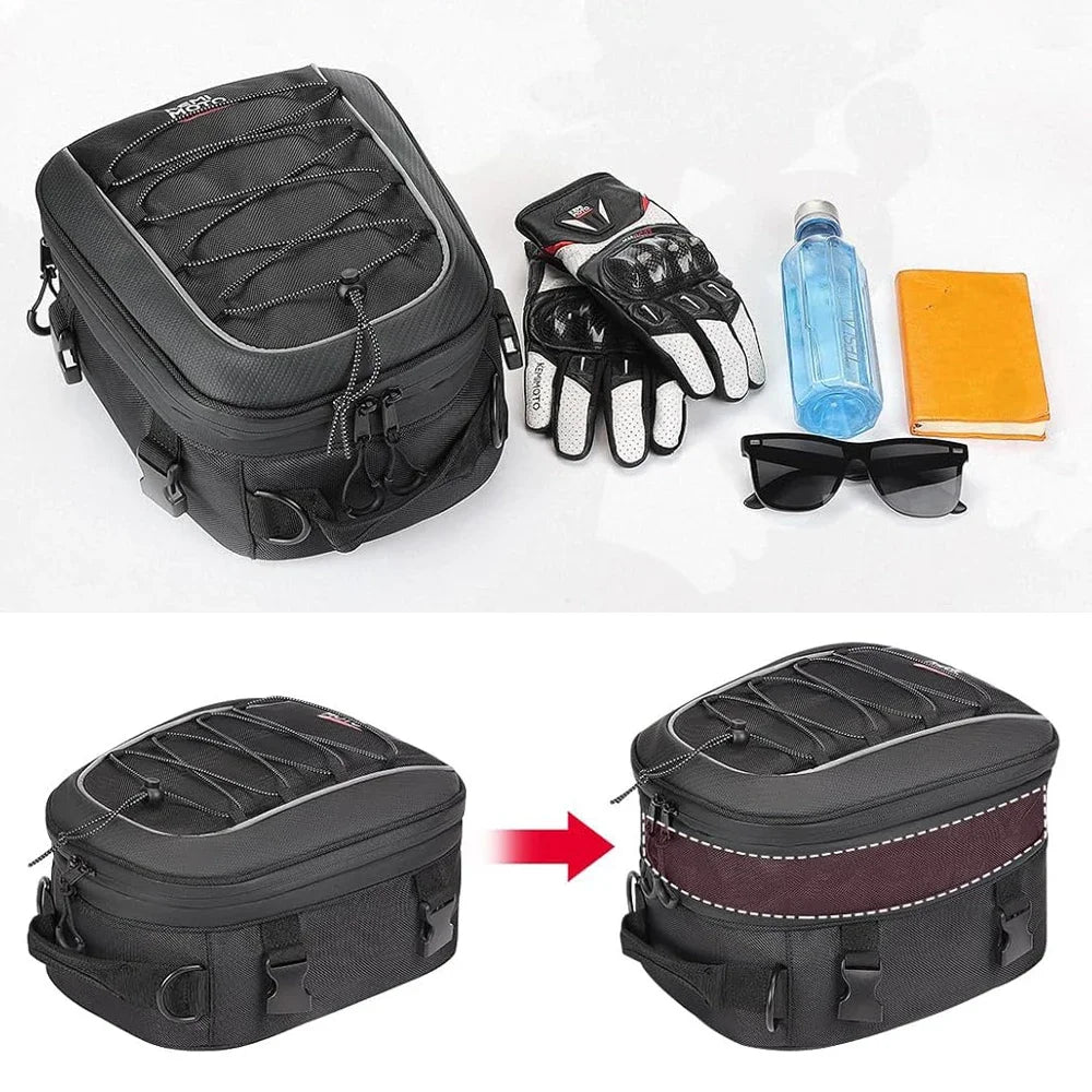 KEMITOUR Expandable Motorcycle Tail Bag 7-12L Rear Seat Luggage Motorcycle Tail Bag Nixie