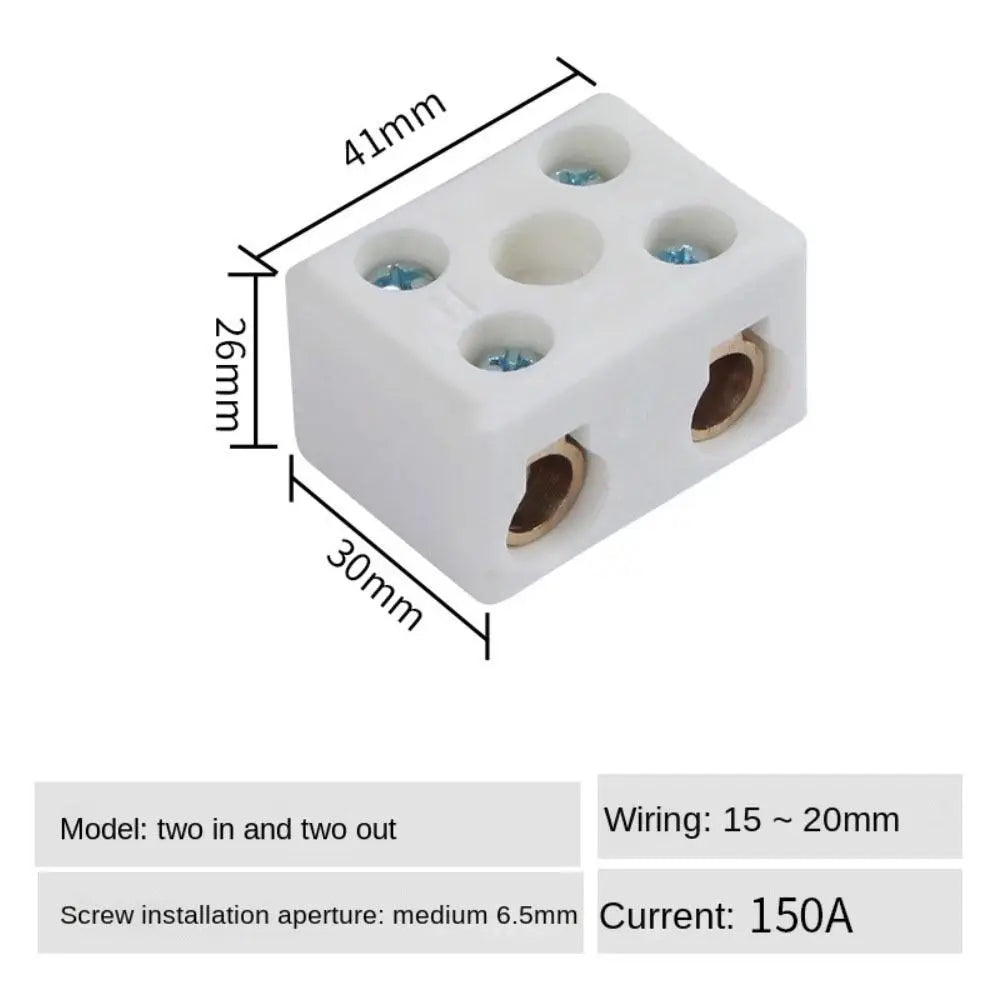 Ceramic Wiring Terminal Block – 1 In/1 Out & 2 In/2 Out Screw Ceramic Terminal Block Nixie 150A 2 In 2 Out
