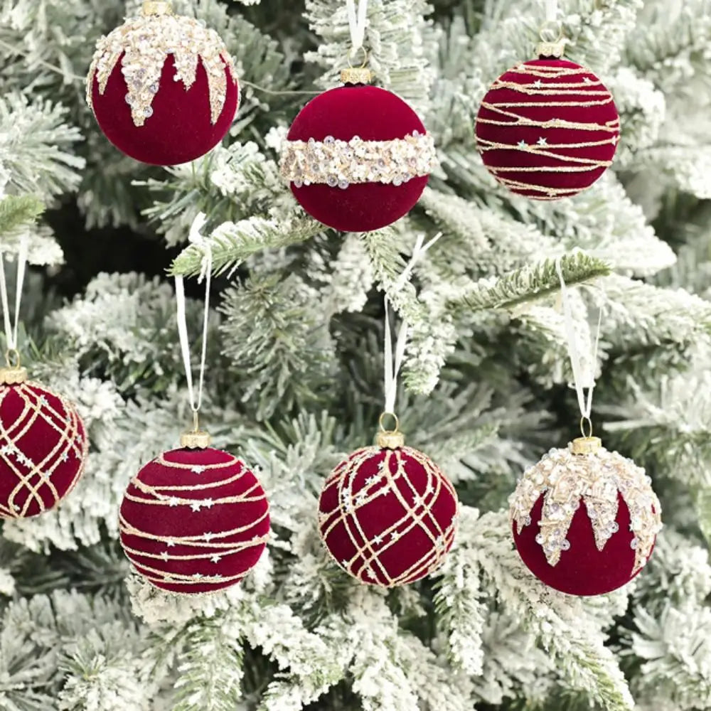 Flocking Christmas Ball Ornaments with Diamonds – 10 Pcs Christmas Tree Ornaments Nixie