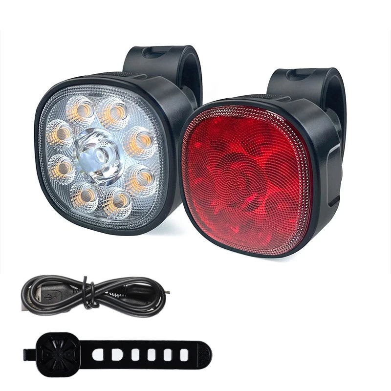 USB Rechargeable Bike Light Set – Front & Rear LED Lights