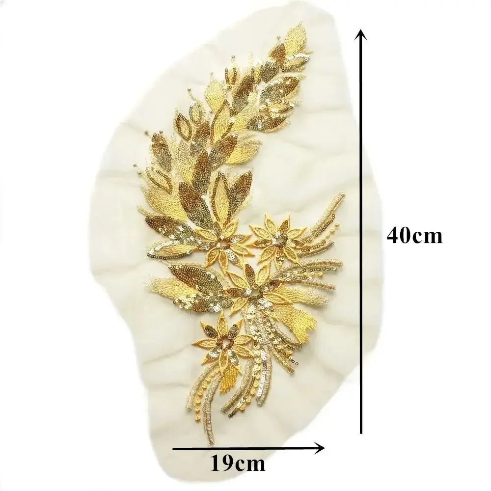 Sequined Floral Embroidery Sew-On Patch | Lace Trim DIY