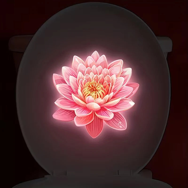 Glow-in-the-Dark Flower Toilet Lid Sticker – Luminous Decal