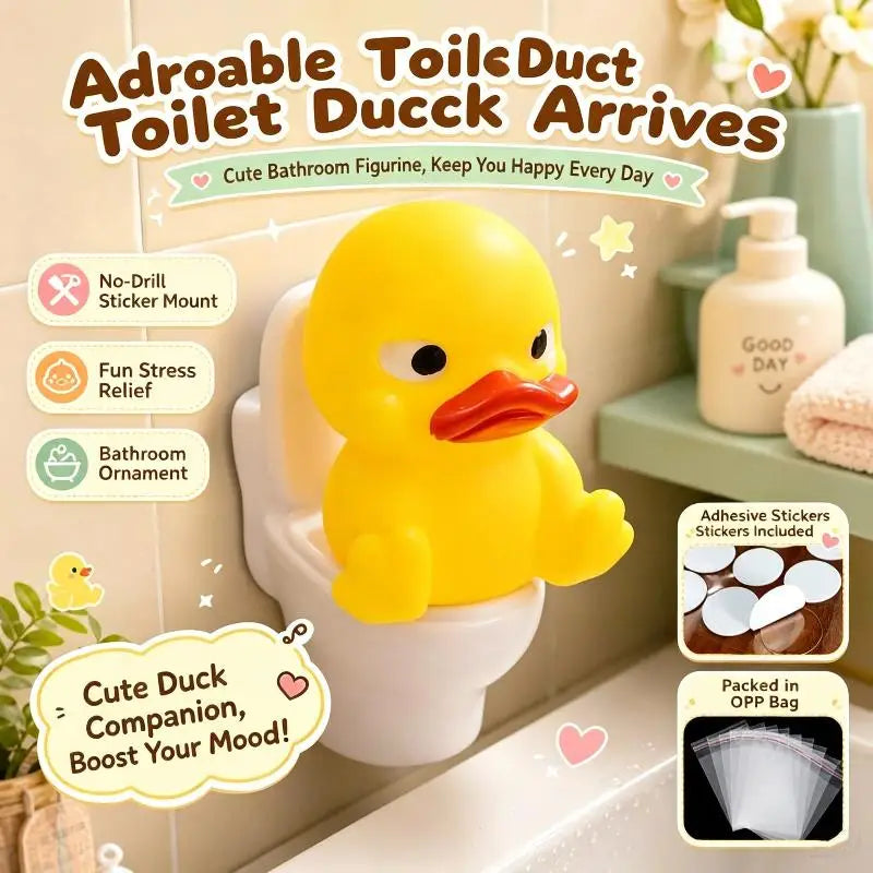 Cute Yellow Duck Toilet Figurine – Novelty Bathroom Decor Novelty Figurine Nixie