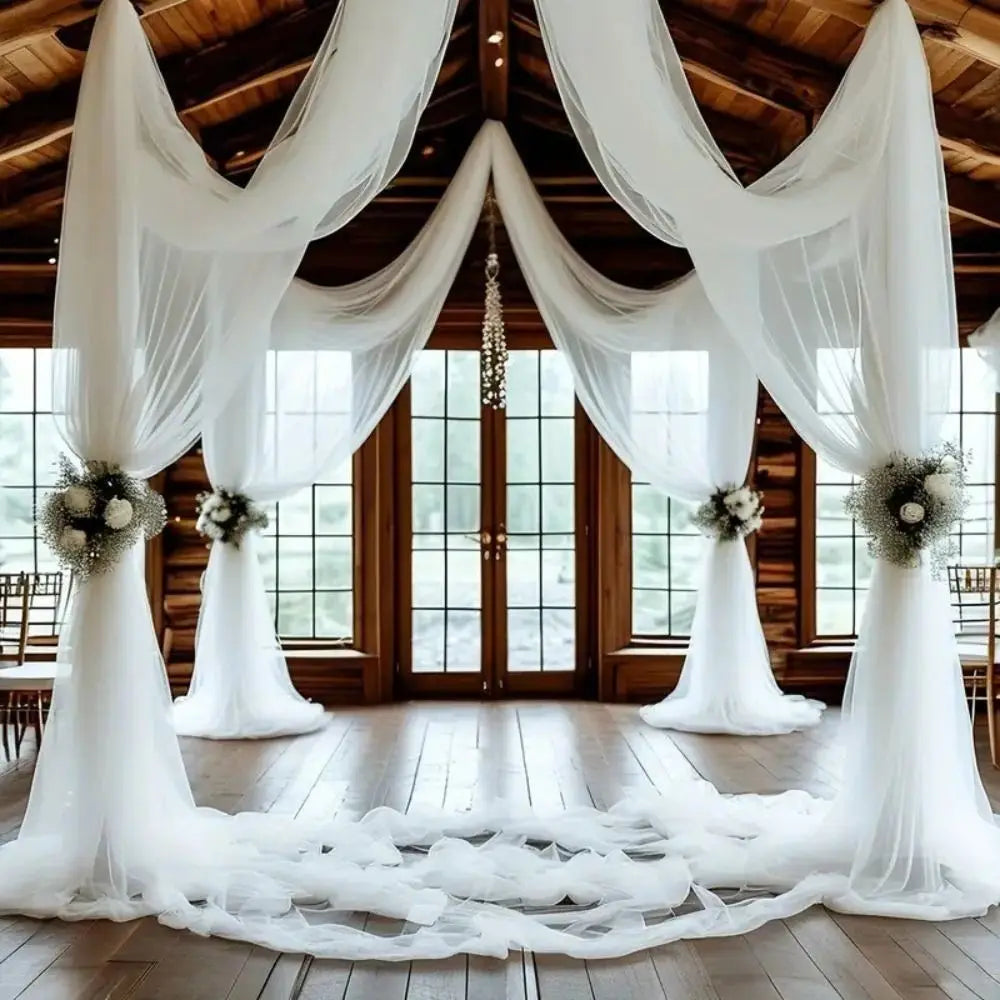 Wedding Tulle Drape Fabric 6/8/10M – 160CM Sheer Backdrop