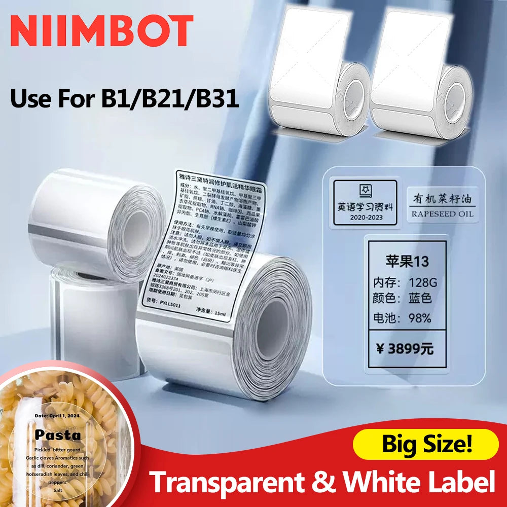 Niimbot B21/B1/B3S/B31 Waterproof Thermal Label Stickers Thermal Label Paper Nixie