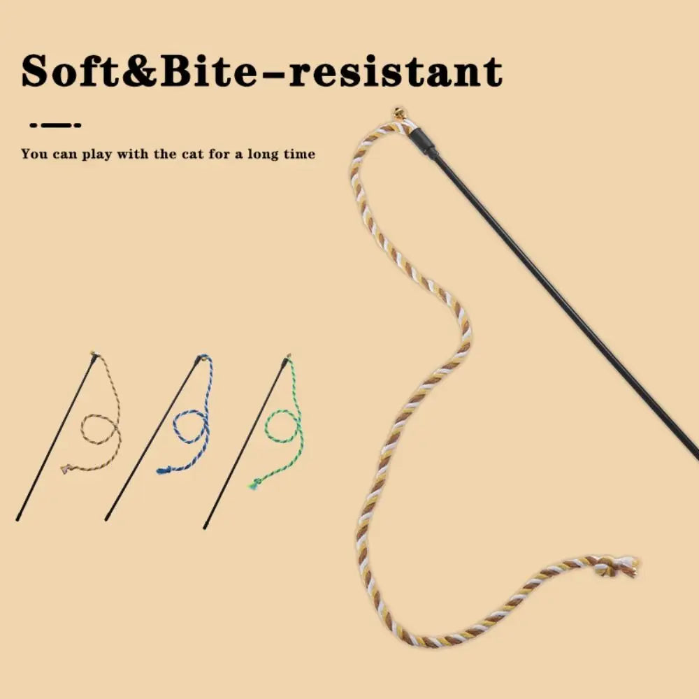 Cat Wand Toy with Bell – Bite-Resistant Cotton Rope Teaser Cat Wand Toy Nixie