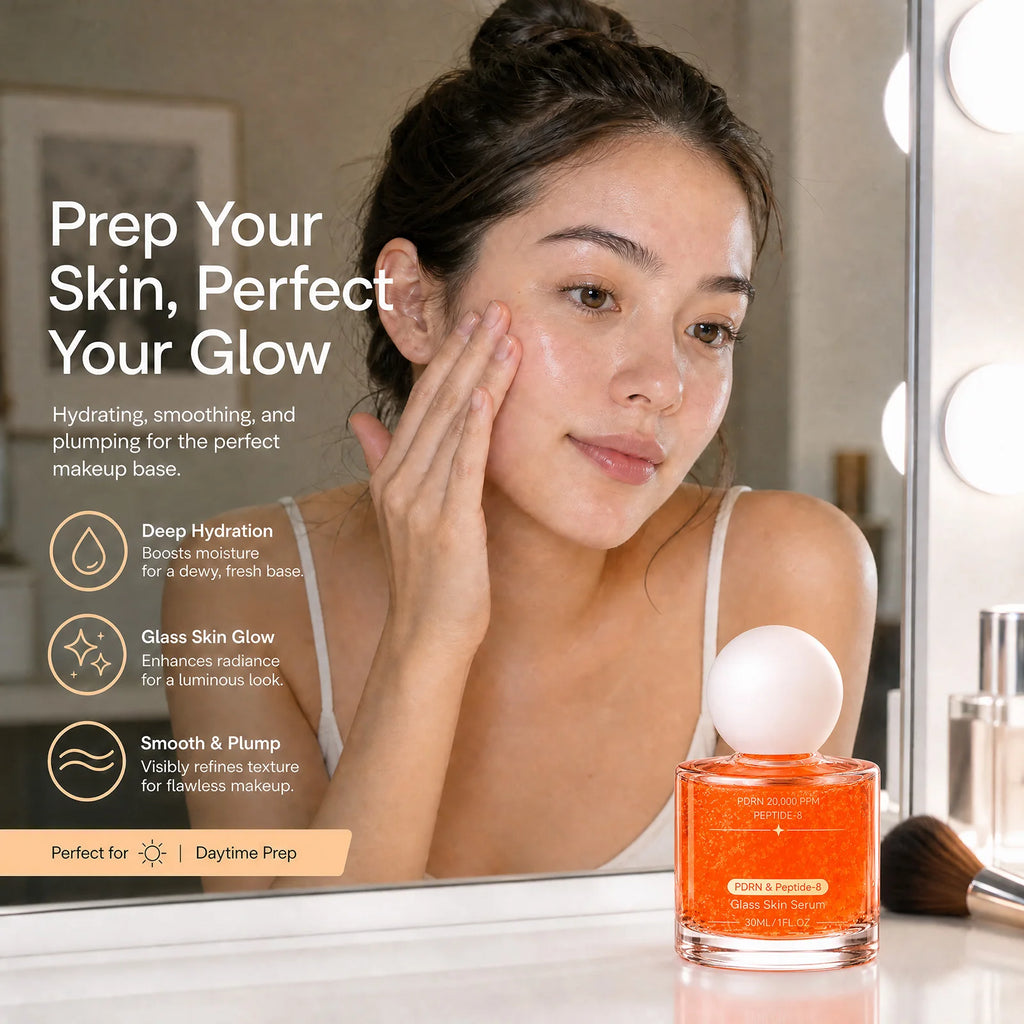 PDRN & Peptide-8 Glass Skin Serum | Shimmer Facial Essence Facial Serum Nixie