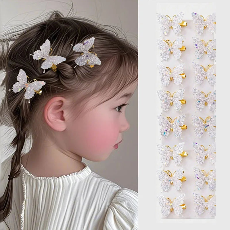 10-Piece Pink Sparkling Butterfly Hair Clips Set for Girls Kids Hair Clips Nixie