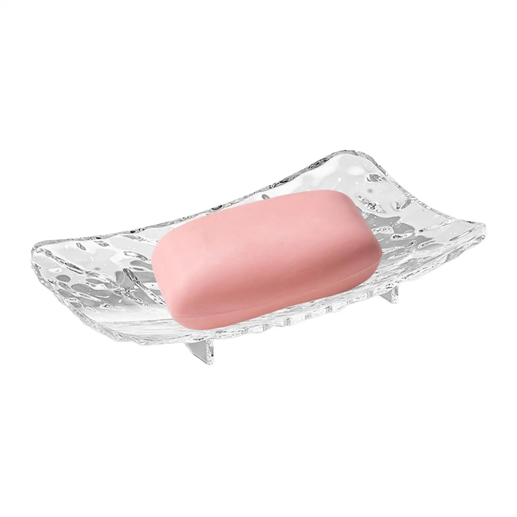 Glacier Pattern Soap Dish with Drain Hole – Clear PET Holder Soap Dish Nixie