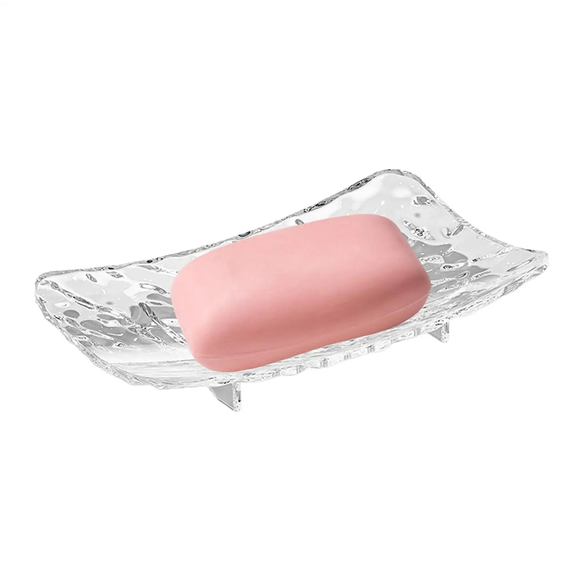 Glacier Pattern Soap Dish with Drain Hole – Clear PET Holder Soap Dish Nixie