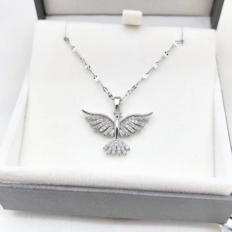 Phoenix Pendant Necklace | Copper Zircon Clavicle Chain Pendant Necklace Nixie silver-2