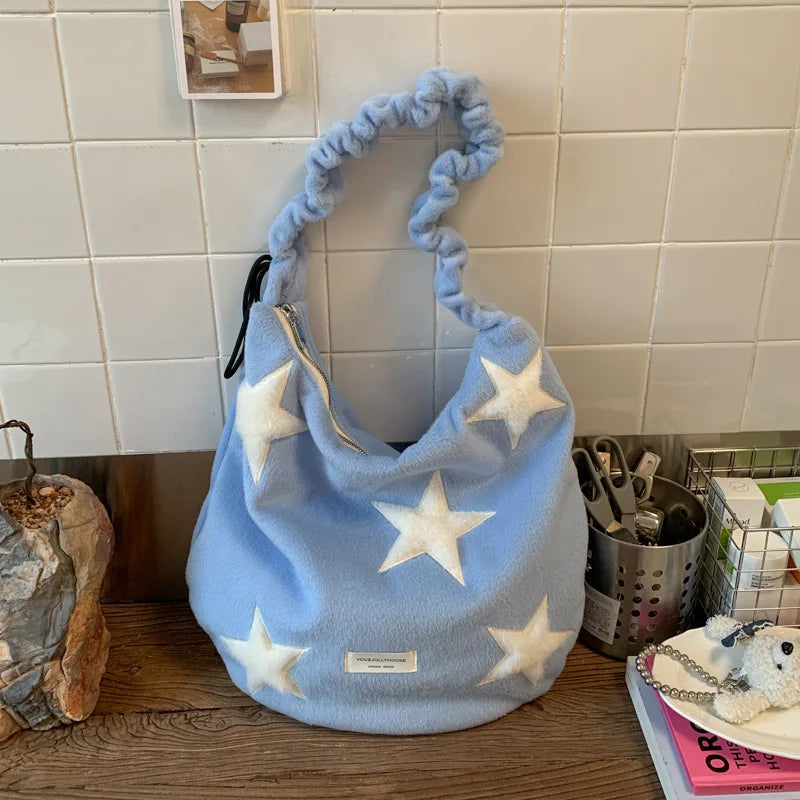 Korean Star Plush Tote Bag – Large Capacity Crossbody | Nixie Plush Tote Bag Nixie