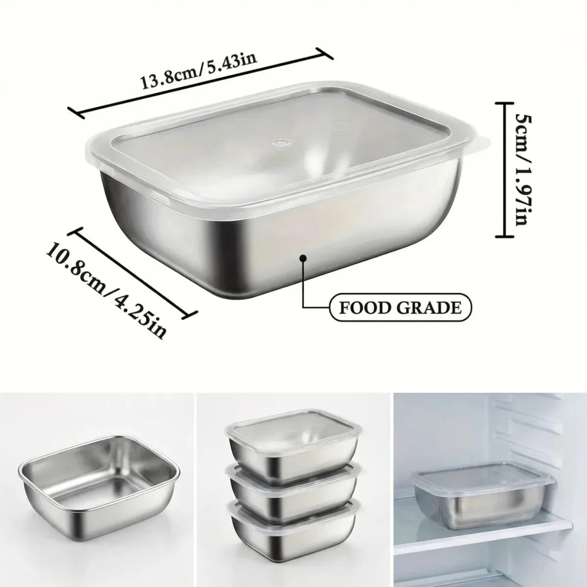 5-Piece Stainless Steel Food Storage Containers with Lids Food Storage Containers Nixie