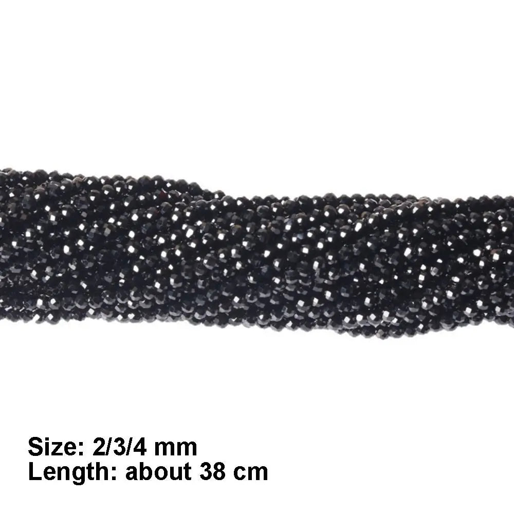 Black Spinel Stone Beads 2/3/4mm – 38cm DIY Jewelry Spacer Beads Jewelry Making Beads Nixie
