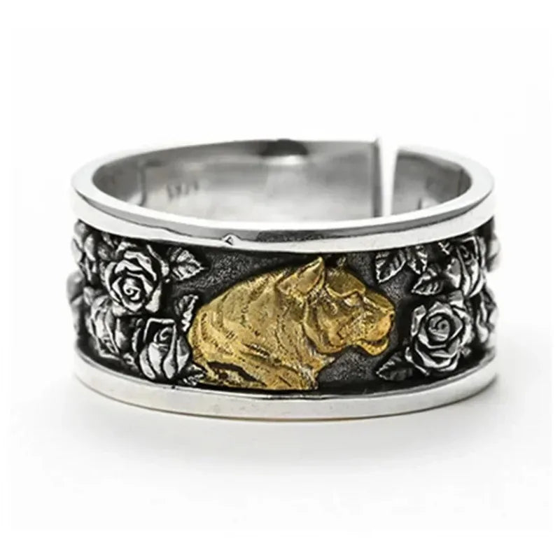 Tiger Head Zinc Alloy Punk Adjustable Ring – Silver Unisex Fashion Ring Nixie