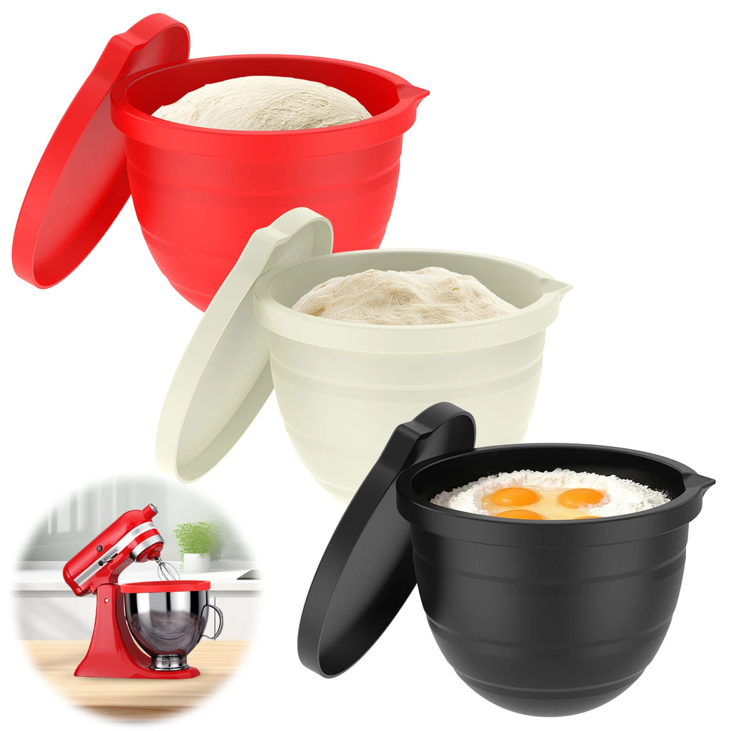 Silicone Bowl Liners for KitchenAid 5 Qt Mixer – 3 Pack + Lids Mixer Bowl Liner Nixie