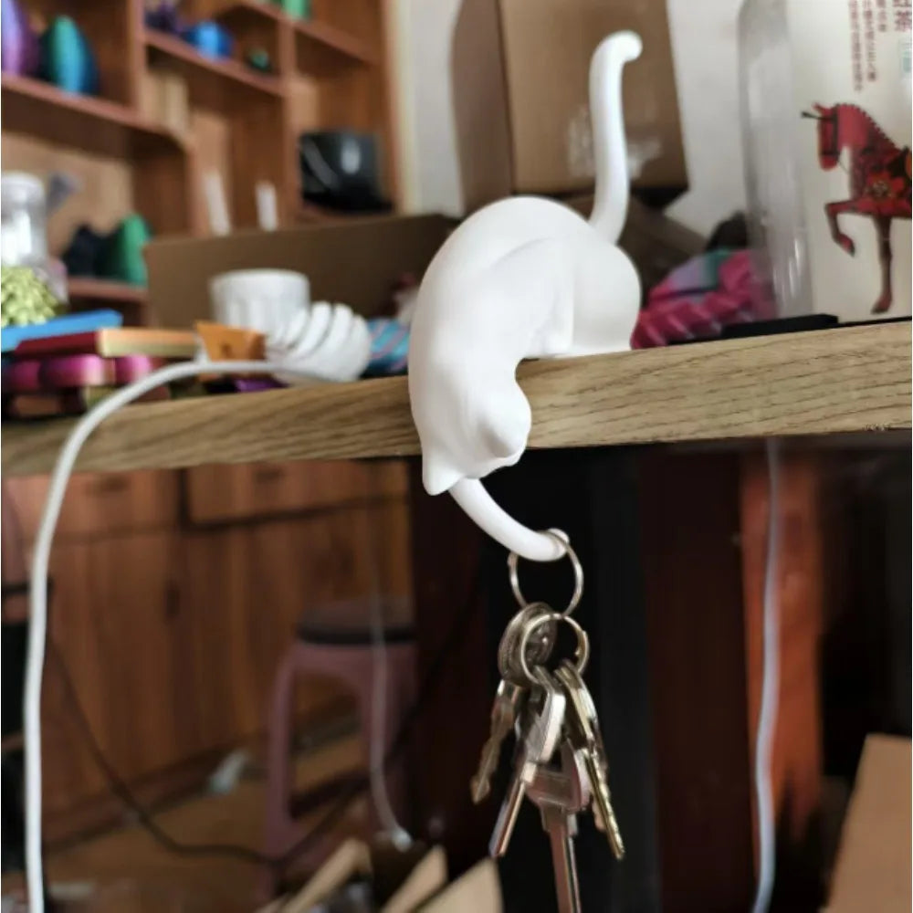 3D Printed Cat Shelf Hook with Lantern – Cute Keychain Ornament