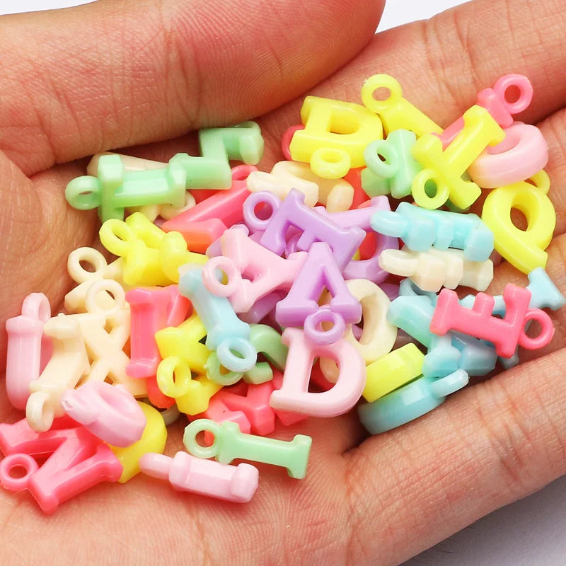 Mixed Acrylic Letter Beads 50/100/200Pcs – DIY Jewelry Making Alphabet Craft Beads Nixie 1 Candy Color 100pcs