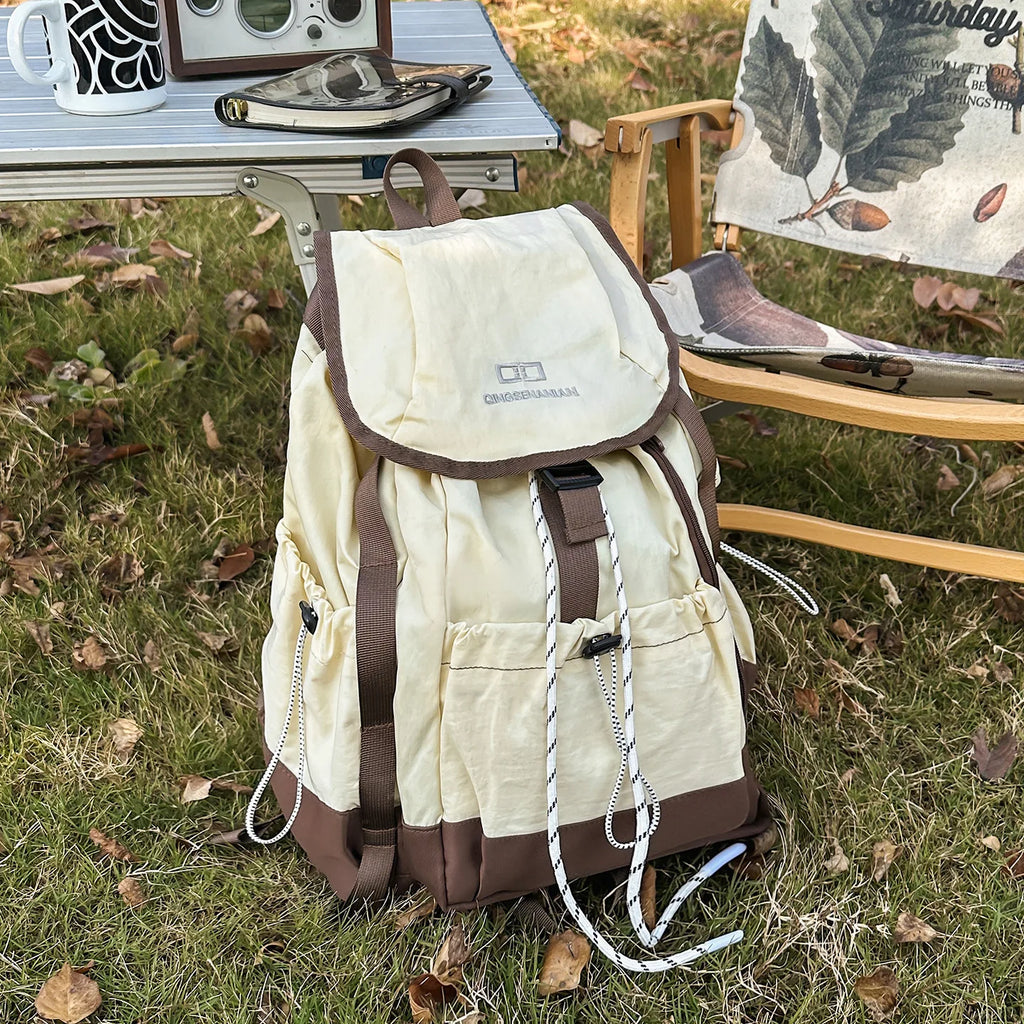 Nixie Women's Lightweight Korean-Style Large Capacity Backpack Women's Backpack Nixie Beige