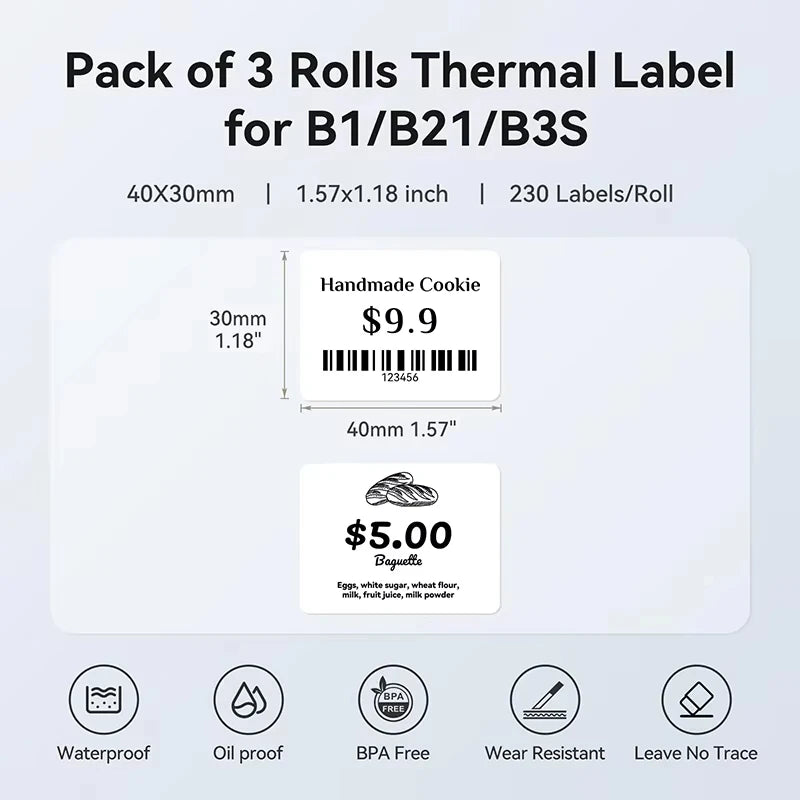 NIIMBOT Thermal Label Paper – Waterproof Self-Adhesive Stickers Thermal Label Paper Nixie