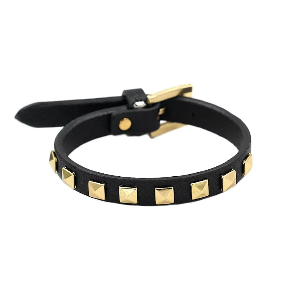 Punk PU Leather Rivet Studded Bangle Bracelet – 5 Colors