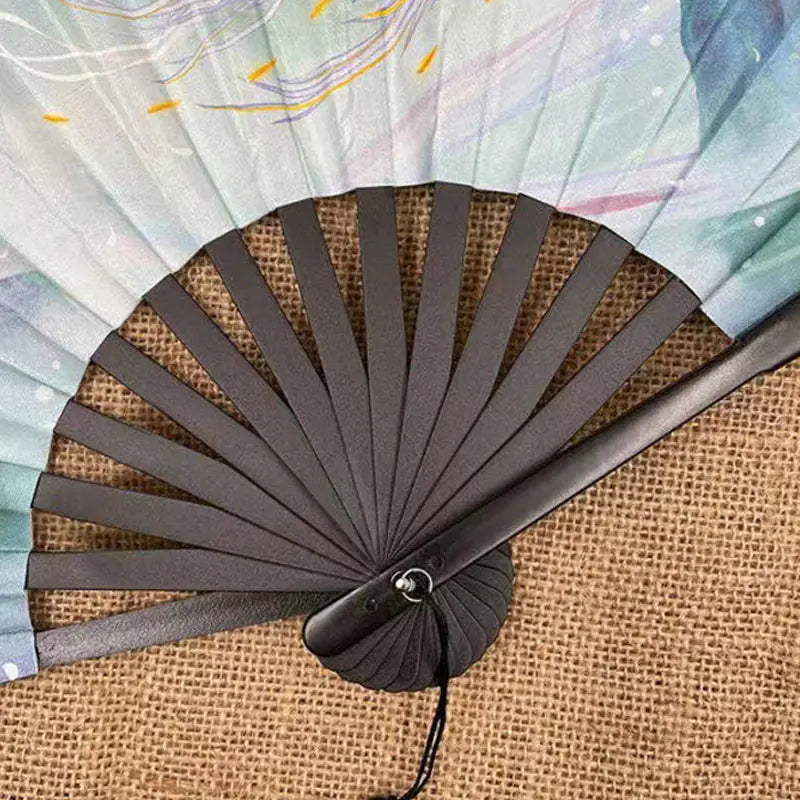 Retro Dragon Folding Fan – 8" Silk & Bamboo Double-Sided Decorative Folding Fan Nixie