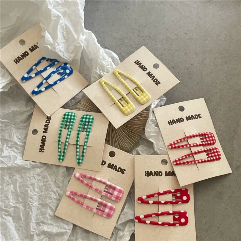 2-Pack Colorful Plaid Teardrop BB Hair Clips – Sweet Barrettes Hair Clips Nixie