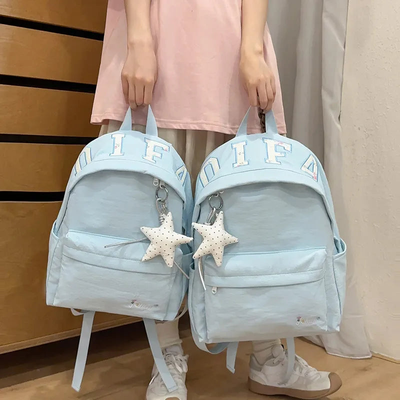 Korean Vintage Embroidered Letter Backpack – Unisex Student Student Backpack Nixie