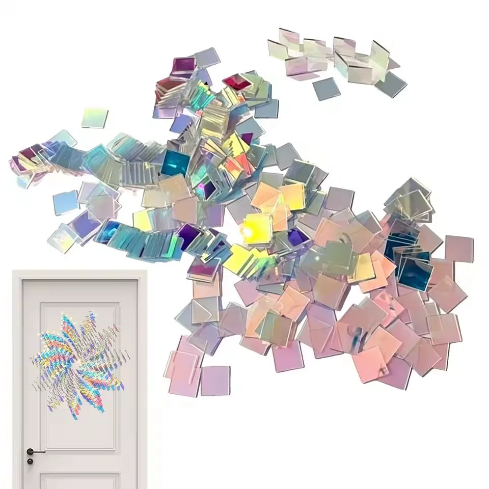 50/100Pcs Rainbow Holographic Acrylic Squares – DIY Decor Acrylic Craft Tiles Nixie