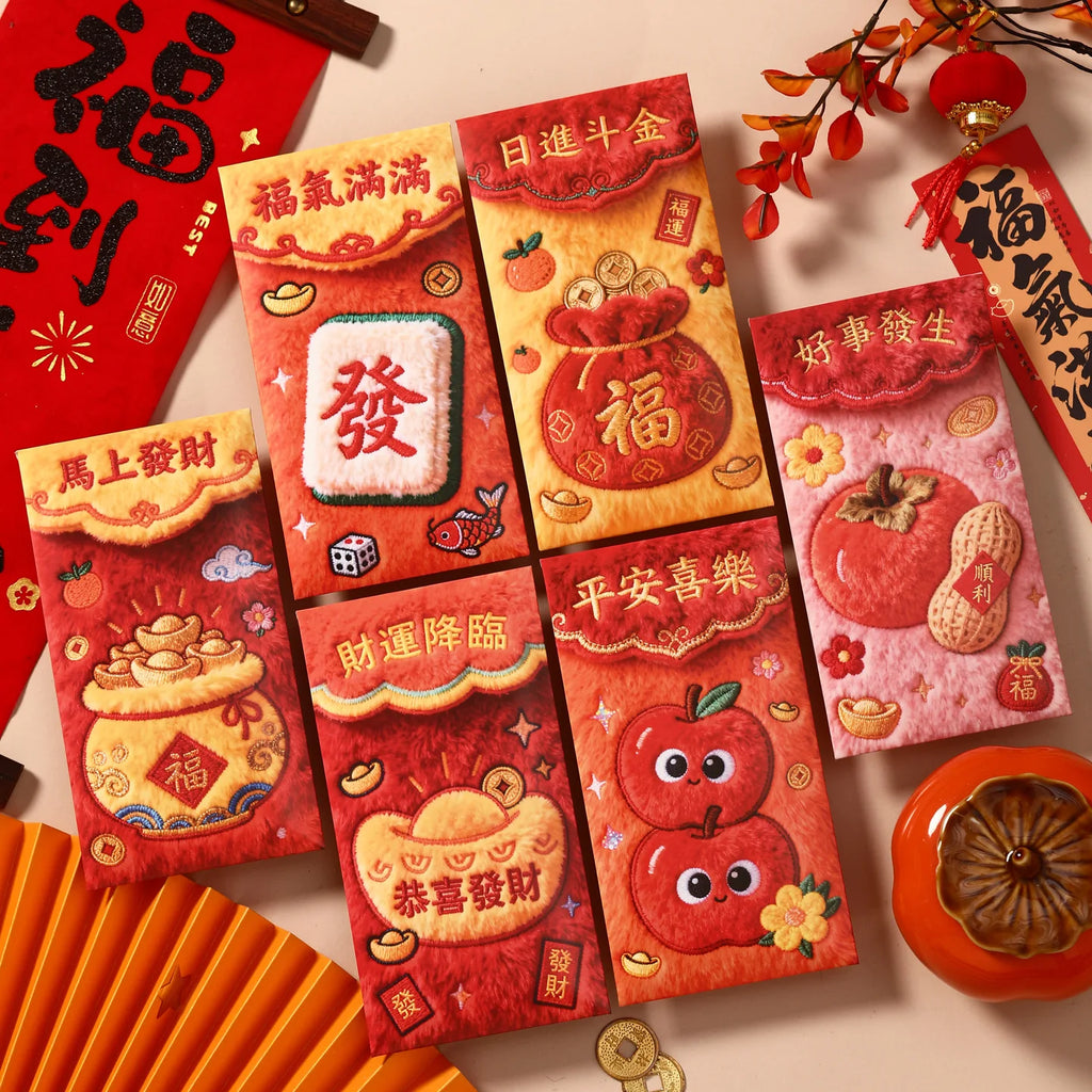 6Pcs 2026 Year of the Horse Red Envelopes – Lucky Money Pouches Festive Red Envelopes Nixie