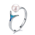 Mermaid Tail Adjustable Pearl Ring – Silver-Plated Women's Ring Fashion Ring Nixie WHITE 2