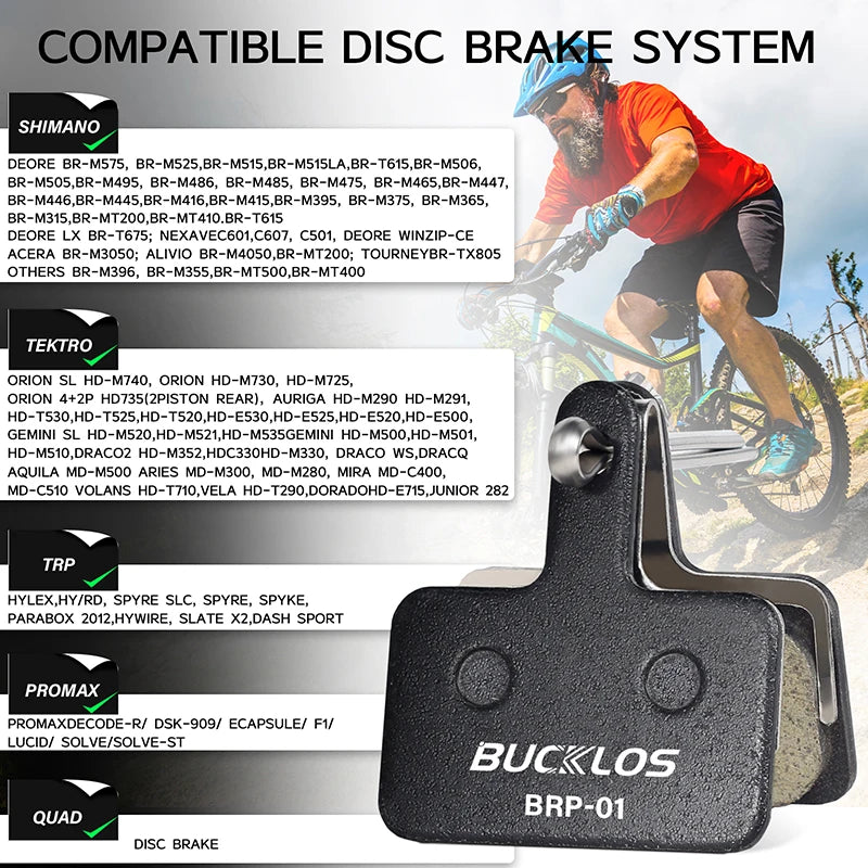 BUCKLOS 25-Pair Disc Brake Pads MT200 B01S Resin Metal Ceramic Disc Brake Pads Nixie