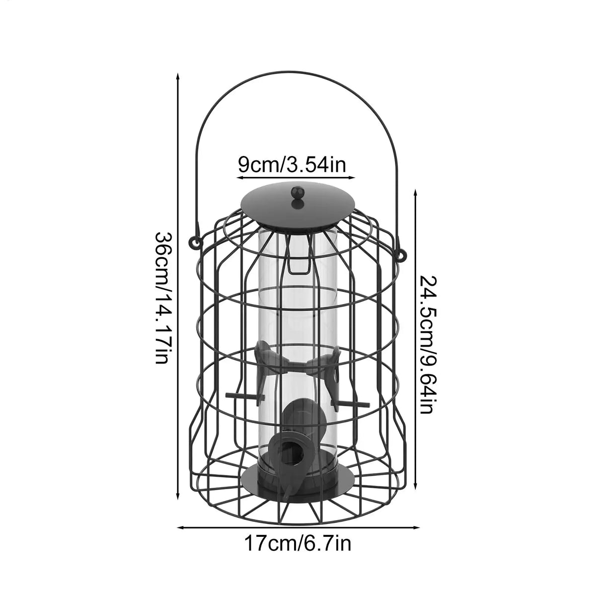 4-Port Squirrel-Proof Tubular Hanging Bird Feeder – Weatherproof Hanging Bird Feeder Nixie