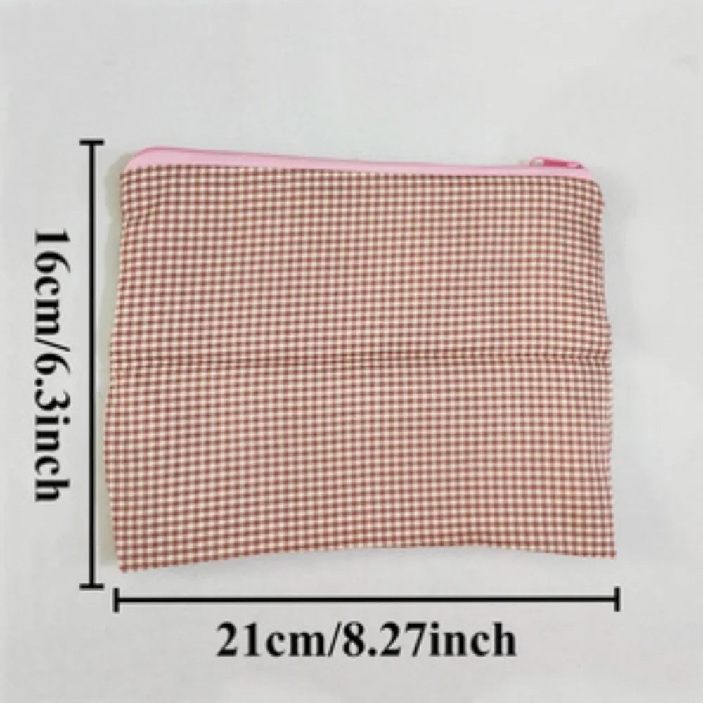 Plaid Travel Makeup Bag Large Capacity Zipper Cosmetic Pouch Cosmetic Travel Bag Nixie
