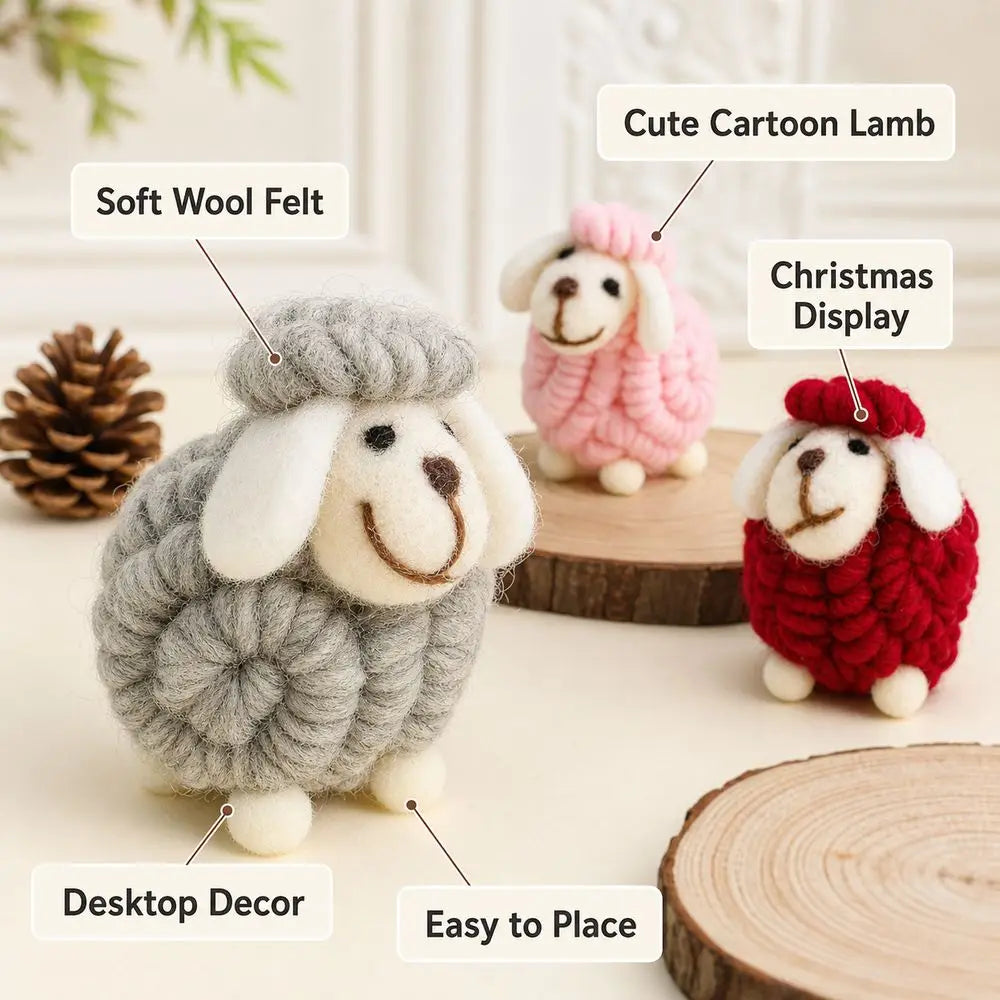 Wool Felt Christmas Sheep Figurine Nordic Lamb Ornament Christmas Figurine Nixie