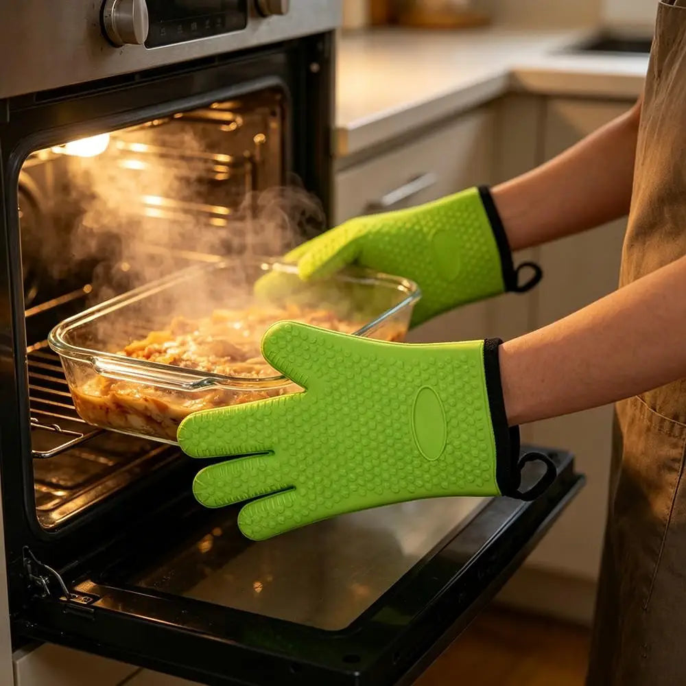Silicone Oven Mitts Cotton Liner – Heat Resistant to 500°F Oven Mitts Nixie