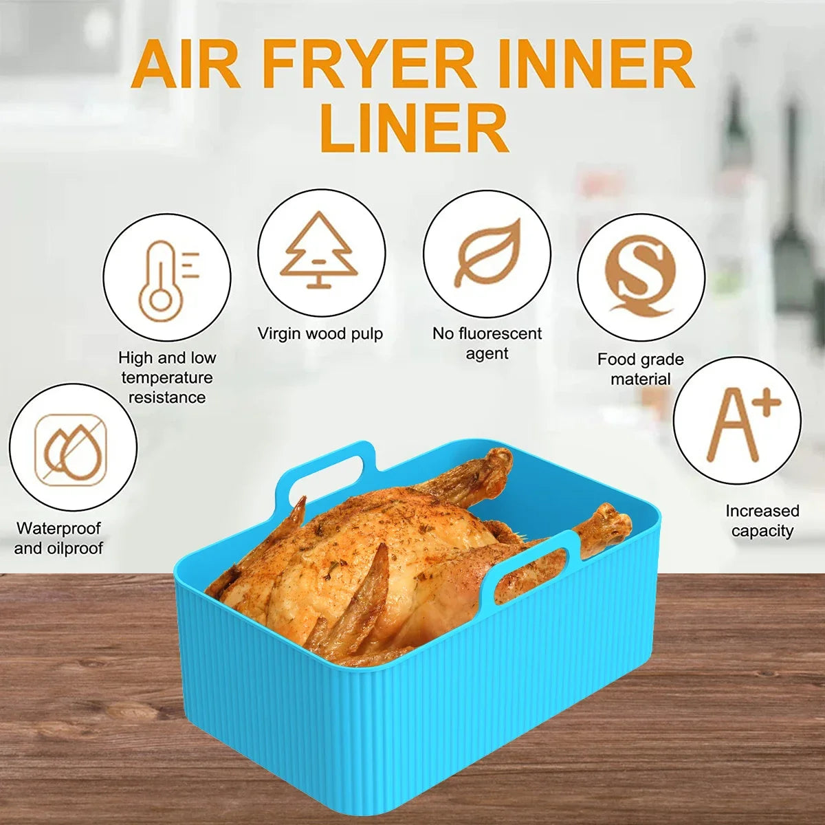 2Pcs Silicone Air Fryer Liners for Ninja Dual – Reusable Air Fryer Liner Nixie