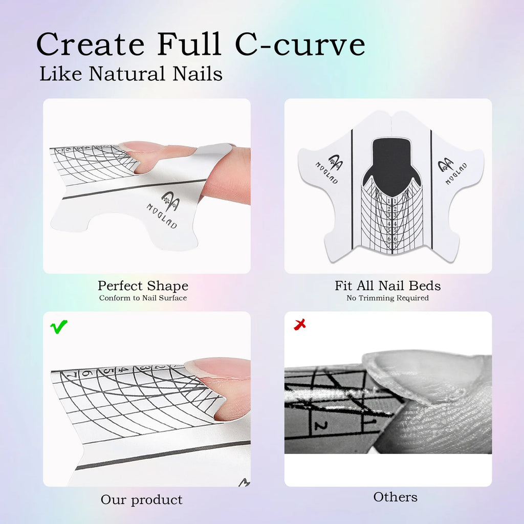 5-Pack Mixed Nail Extension Paper Forms – Self-Adhesive Tips Nail Extension Forms Nixie