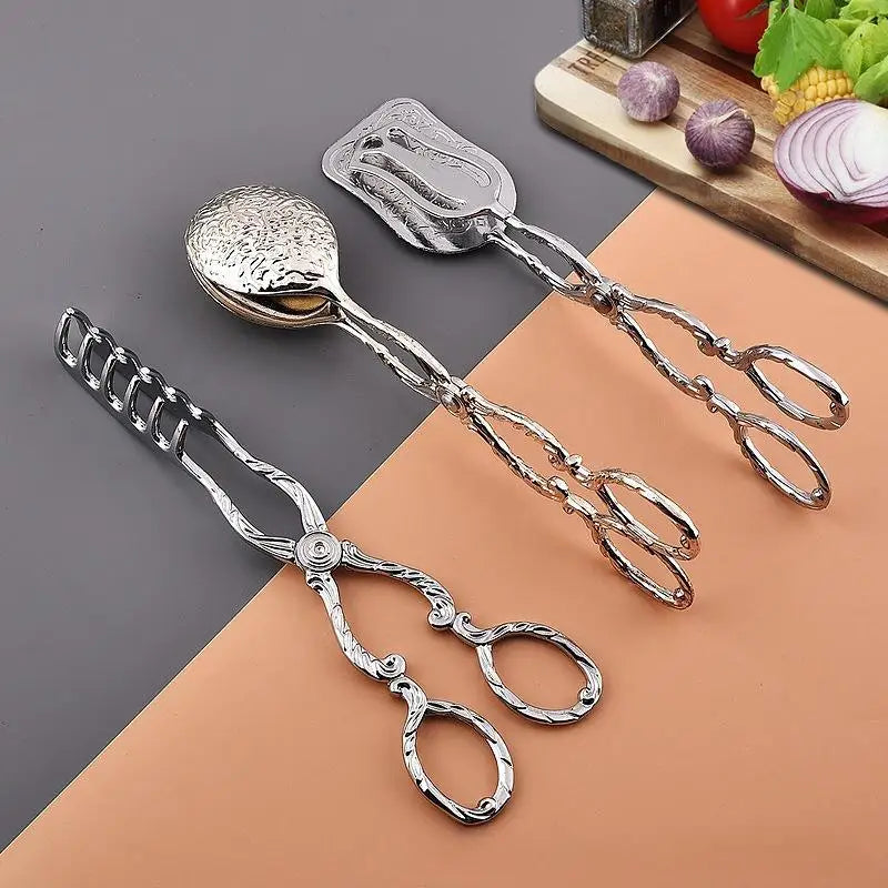 Vintage Gold Plated Serving Tongs – Rustproof Food Clip Kitchen Serving Tongs Nixie